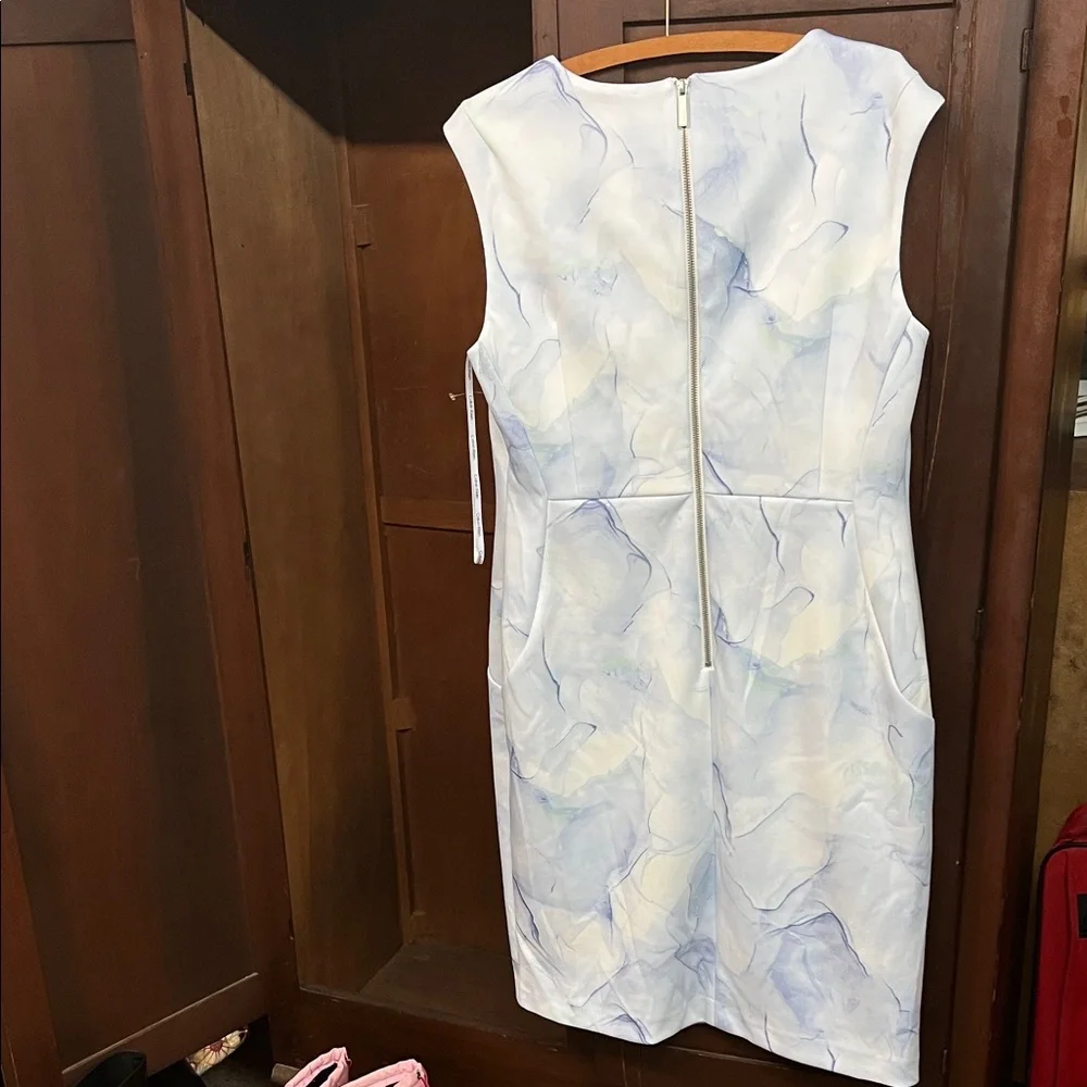 Calvin Klein Women's Marble Blue and White Midi Dress - Picture 3 of 5